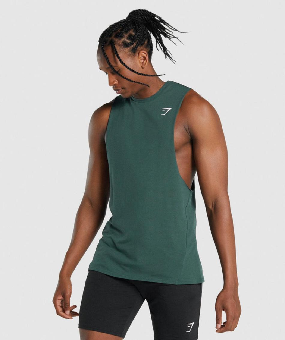 Podkoszulki Męskie Gymshark Critical 2.0 Drop Arm Ciemny Zielone | PL 4009LIS